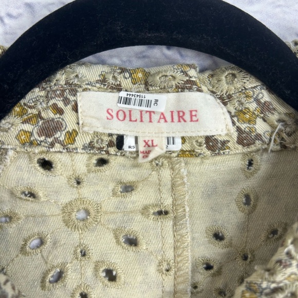 Anthropologie Solitaire Cream and Brown Eyelet Jacket. Cottagecore. - Picture 7 of 8